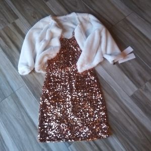 NWT Starbox Medium Copper Rose Gold Sequin Dress
